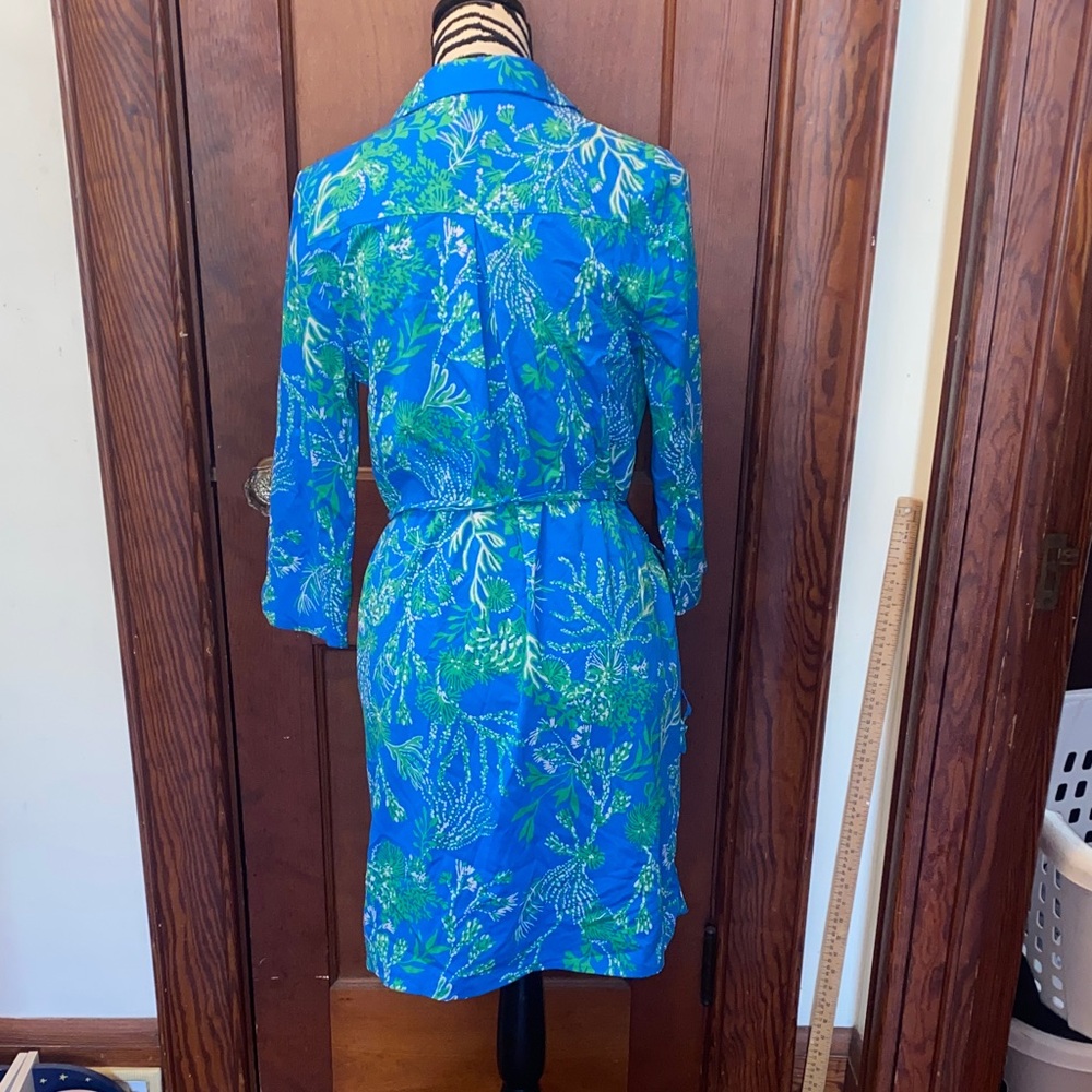 Lilly Pulitzer Blue and green coral reef Print Mini Dress - Picture 2 of 5